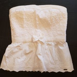 Hollister white tube top-lace